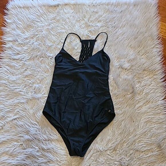 Raisins womens‎ black one piece swimsuit with design back size small - Picture 1 of 6